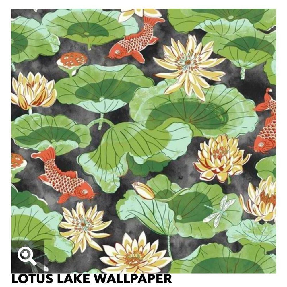 Waverly Classics Floral / Koi Fish Wallpaper two rolls discontinued Lotus Lake